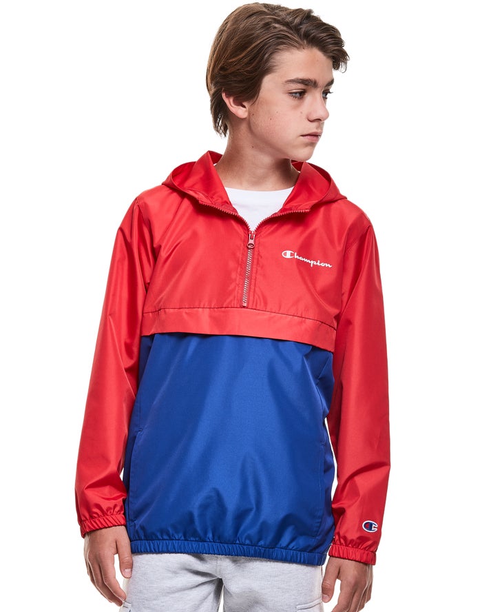 Champion Stadium Colorblock Windbreaker Jas Jongens - Blauw/Rood - Belgie 8716TSZFG